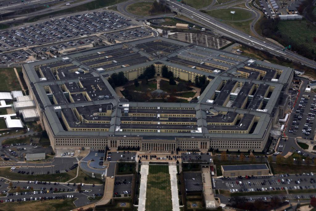The Pentagon is seen from a flight taking off from Ronald Reagan Washington National Airport