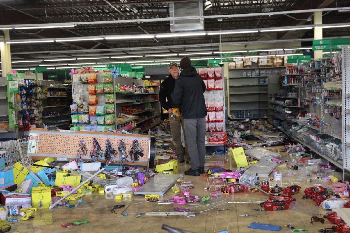 Thieves destroy the inside of a department store near the Brooklyn Center in Minnesota