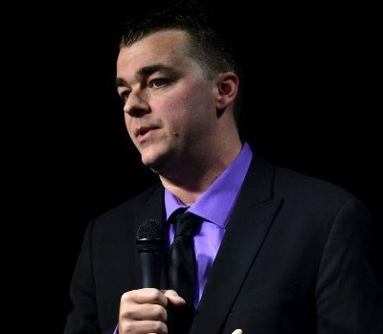 Popular X account @blackvaultcom gives a speech to a large crowd