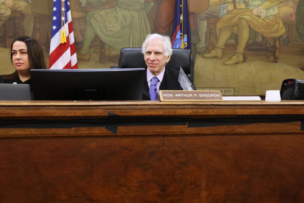 New York Supreme Court Justice Arthur Engoron sits in his courtroom while former president Donald Trump stands trial for fraud