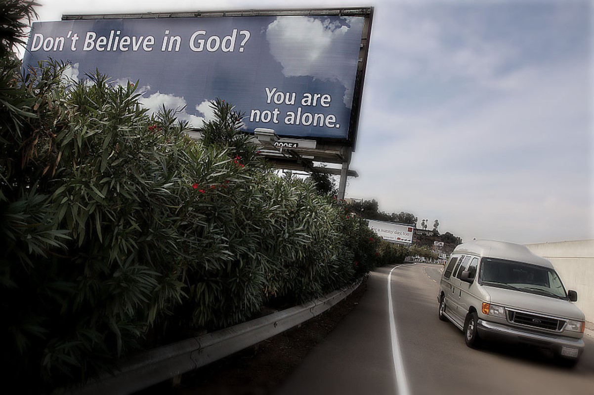 Billboard in San Diego, California, for those who don’t believe in God